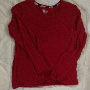 Long-sleeve red sleepwear top